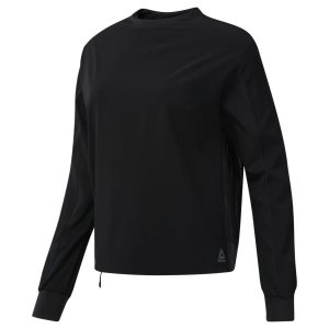 Reebok Perforated Crew Top Sweatshirt Damen - Schwarz - DE 748-RIW